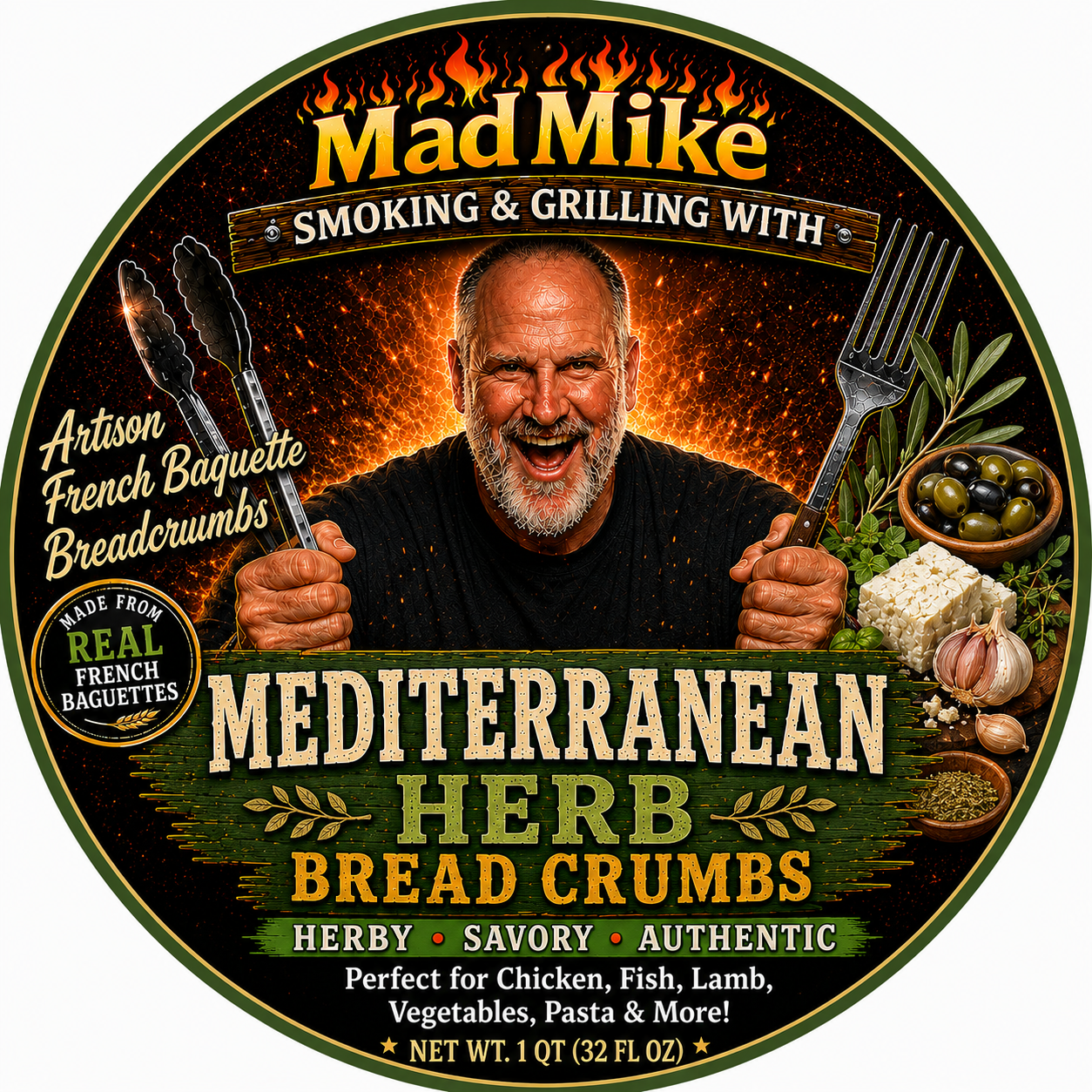 Mediterranean Herb Artisan French Baguette Breadcrumbs